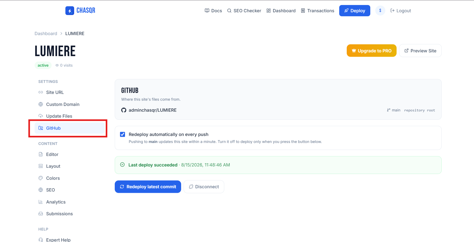 Ship — app.chasqr.io/deploys